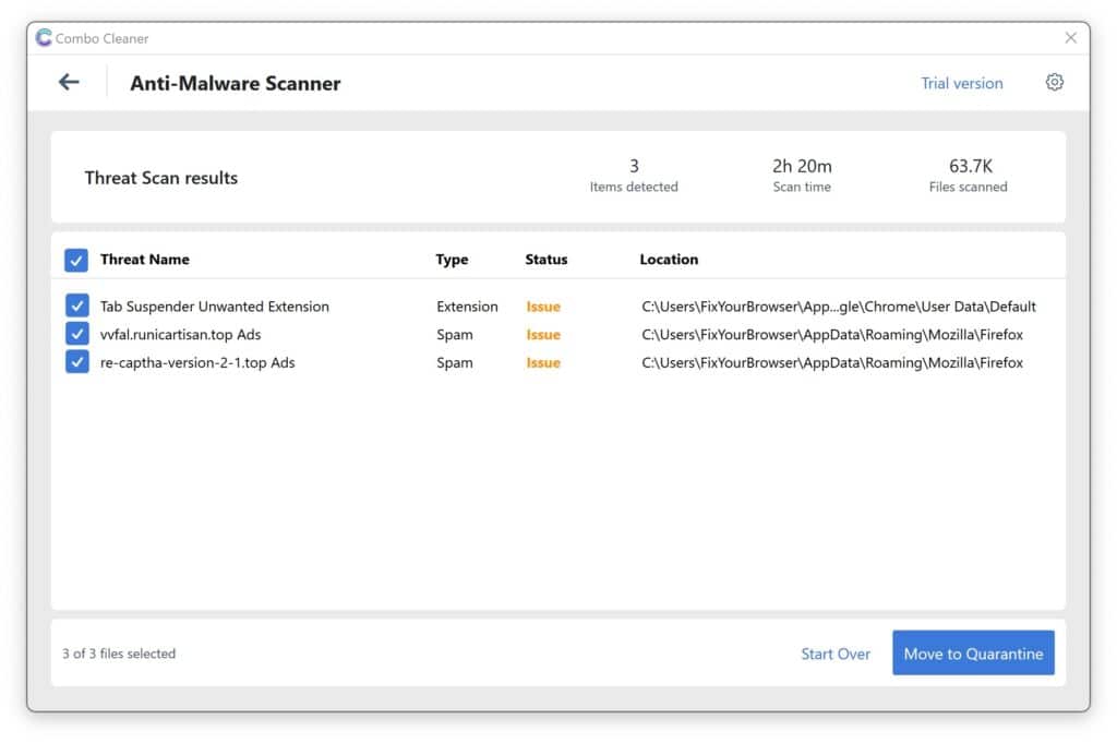 remove malware with combo cleaner